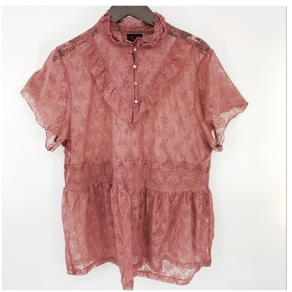 torrid Tops - Torrid Dusty Mauve Lace Victorian Top